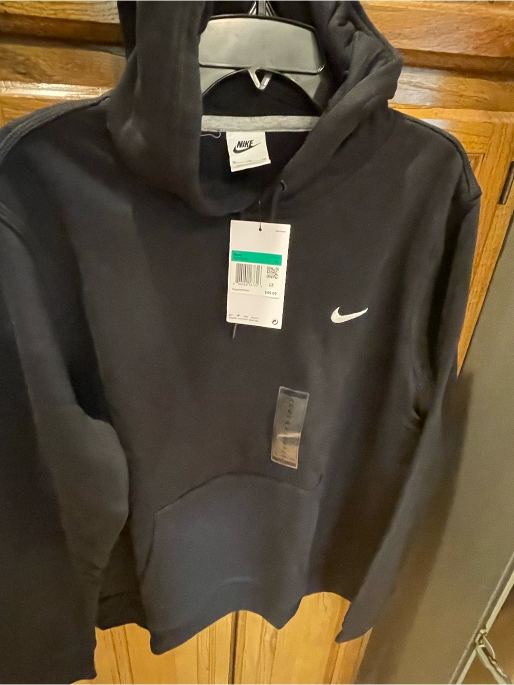 Nike Black and White Pullover Hoodie with Swoosh Tag